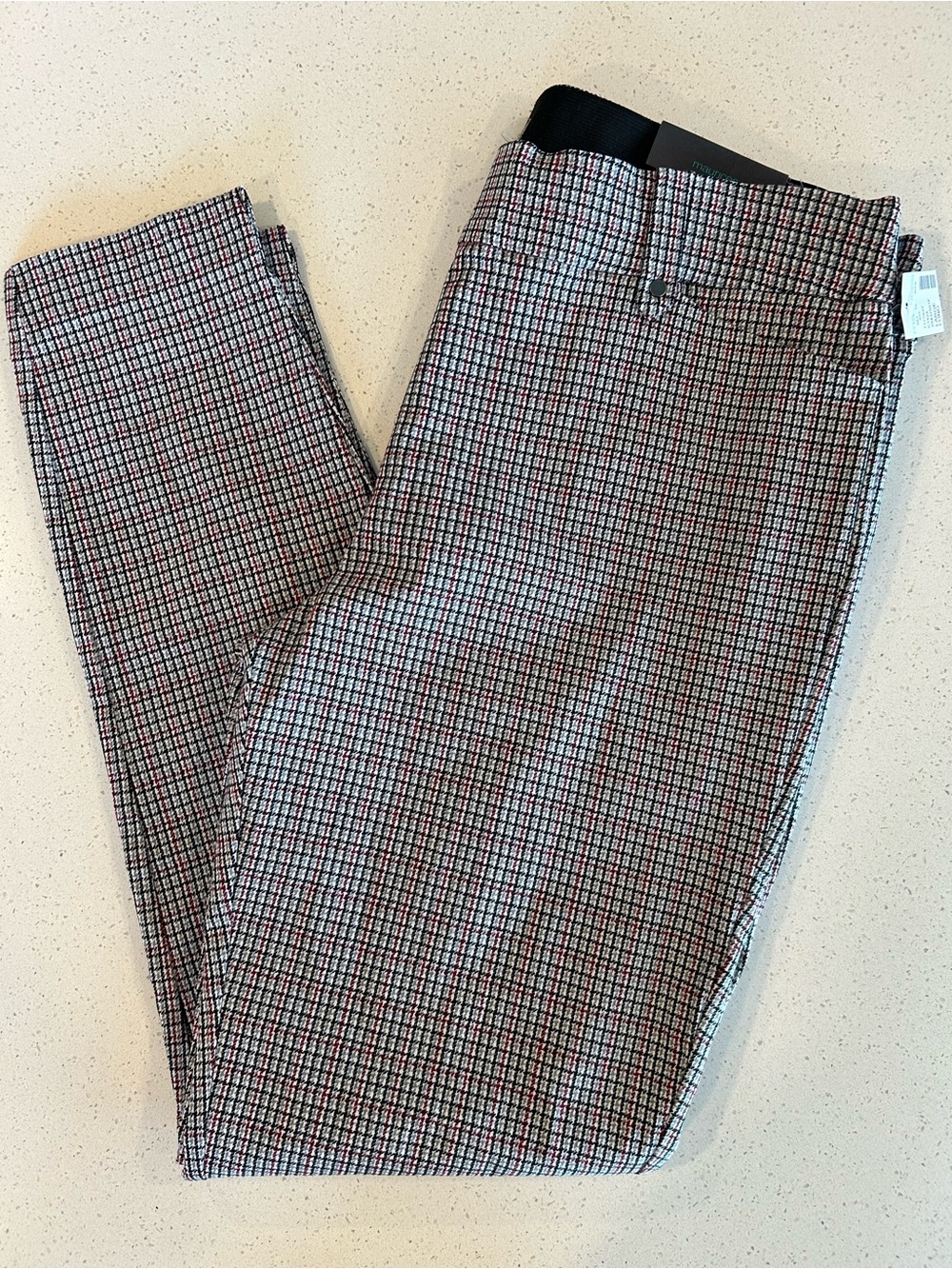 Womens’s Checked Dress Pants in Black, Burgundy and White - Maurice’s - Picture 4 of 6